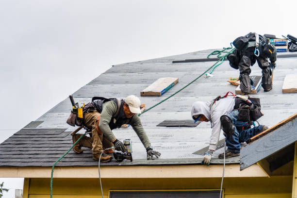 Professional Roof Replacement technician working in Dedham, MA